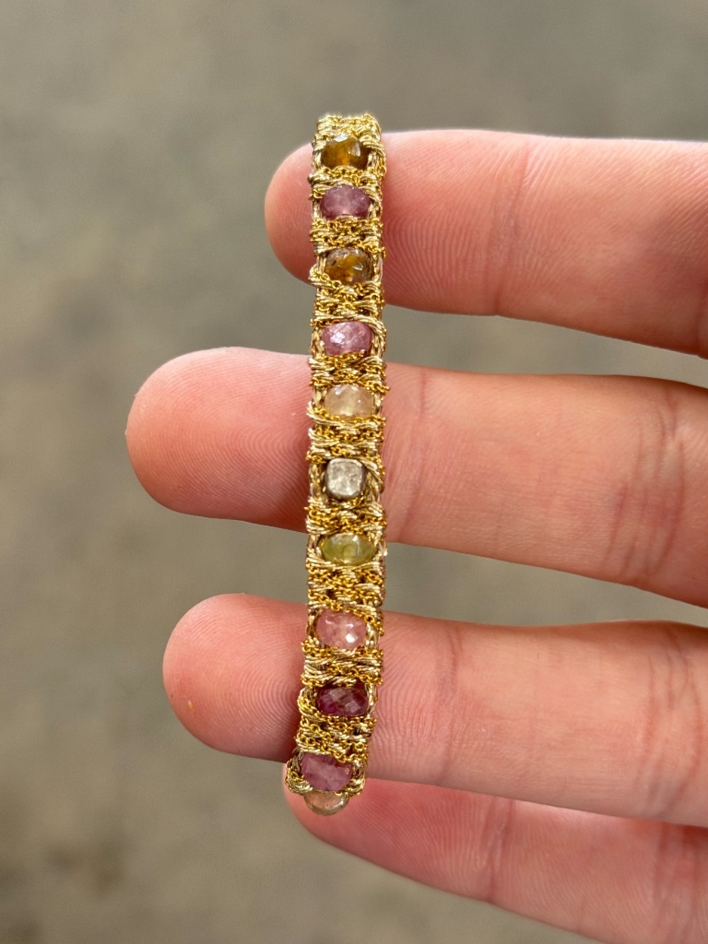Dag Gioielli Polki Diamond with Gold Silver & Multi Color Sapphire Bracelet